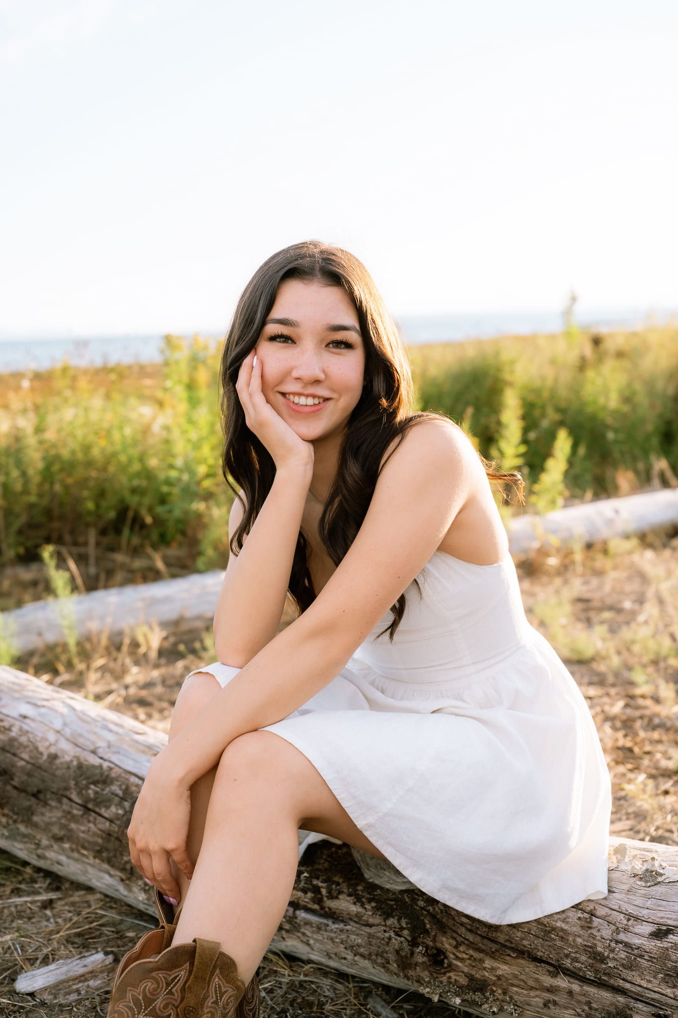 Creative portrait photography in warm light, teenage girl in a dress, a portrait outdoors